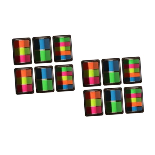 HOMSFOU 2 Sätze Selbstklebende Haftnotizen Boxen Fluoreszierende Markierungslabels Praktische Notizaufkleber Für Schule Büro Und Zuhause 6boxen*2 von HOMSFOU