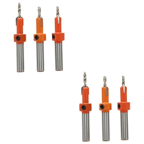 HOMSFOU 2 Sätze Senkbohrer Granit Loch Fase Couontersinks Versenken Kernbohrer Stanzen Countersink Zangenschlüssel Anfasfräser Holz Bohrkork Hochgeschwindigkeitsstahl Orange 3 Stück * 2 von HOMSFOU