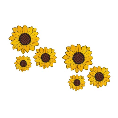 HOMSFOU 2 Sätze Stickaufkleber Aufnäher Aus Sonnenblumen-baumwolle Dekorationen Sonnenblumenfeld Sonnenblumen-stickapplikation Patch Bunt Blumenbeet Selber Machen Stickgarn 3 Stück * 2 von HOMSFOU