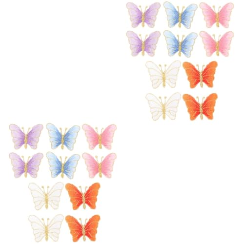 HOMSFOU 2 Sätze Teiliges Schmetterlings Bügelflicken Diy Applikationen Für Kleidung Hochwertige Gestickte Patches in Orange Weiß Und Lila Zur Reparatur Und Dekoration Von 10 Stück * 2 von HOMSFOU