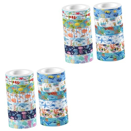 HOMSFOU 2 Sätze Unterwasserbiotape Erwachsene Tagebuch Sammelalbum Aufkleber-scrapbooking Pastell Schrott Nautisches Washi-tape Briefaufkleber Aufkleberband Blaues Washi-tape 12 Rollen * 2 von HOMSFOU
