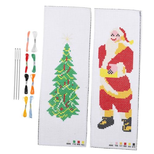 HOMSFOU 2 Sätze Weihnachts Diy Kreuzstich Buchzeichen Kit Handgemachte Stickerei für Anfänger Fortgeschrittene für Leser Bastelenthusiasten von HOMSFOU