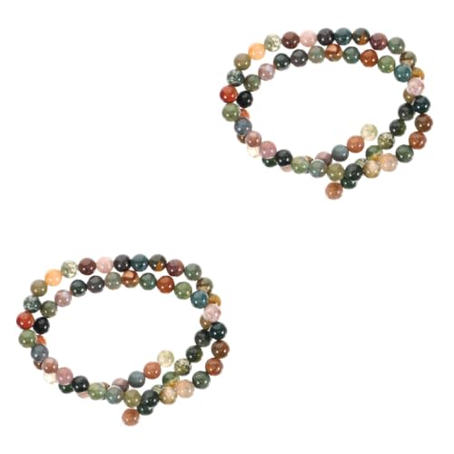HOMSFOU 2 Saiten Natürlich Steinperlen Diy Schmuck Zubehöre Runde Agate Beads für Armbänder und Bastelarbeiten pro Schnur von HOMSFOU