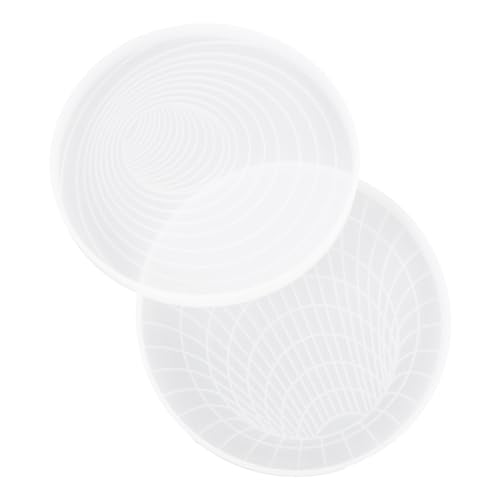 HOMSFOU 2 Stück 3d -untersetzerform Schalenmattenform Tassenmatte Selber Machen Schalenmatten-gießform Silikon-untersetzerform Runde Silikonformen Schalenpads Selber Formen Weiß Kieselgel von HOMSFOU