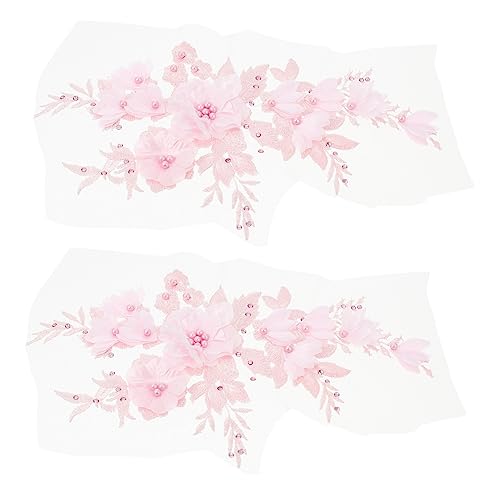 HOMSFOU 2 Stück Blumenapplikationen zum Aufnähen Spitzenstoff Patches für Kleidung Taschen und DIY Dekoration und Einfache Anwendung Hochwertige Stickerei von HOMSFOU