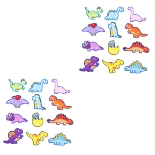 HOMSFOU 2 Stück Cartoon Dinosaurier -Stoffaufkleber Dinosaurierstoff Stickereiflecken dekorative Patches Applikationen Aufnäher mit Tierstickerei Reparaturflicken für Kleidung Polyester von HOMSFOU