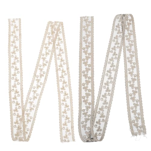 HOMSFOU 2 Stück DIY Haarschmuck Bänder Goldstickerei Blütenrand Dekorationsmaterial für Haarclips und Handwerk Beige und Schwarz von HOMSFOU