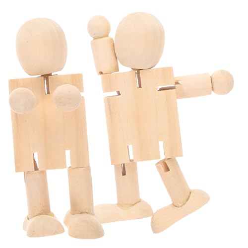 HOMSFOU 2 Stück DIY Holzpuppen Kreative Schreibtischdeko Unbehandeltem Holz für Handgemachte Bastelidee zum Malen und Gestalten als für und Familie von HOMSFOU