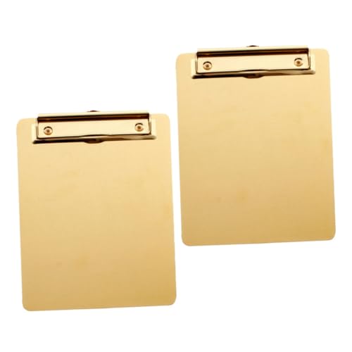 HOMSFOU 2 Stück Dateispeicherblock Büro Klemmbretter mit Planke dokumentieren a4 Klemmbrett aus Edelstahl Zwischenablagen Masse Metall -Zwischenablage Clipboard Rostfreier Stahl Golden von HOMSFOU