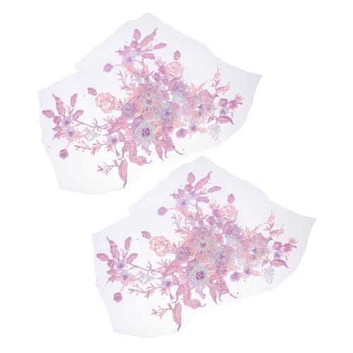 HOMSFOU 2 Stück Dekorative Spitzenabziehbilder Applikation aus Blumenspitze Spitze Blumenflecken bestickte Blumenspitze Kleidungsflicken Kleiderflicken Wasserversuchung Lavendel von HOMSFOU