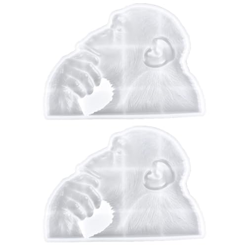 HOMSFOU 2 Stück Diy Silikon Gorilla Gießform Kreative Silikonform für Gorilla Dekoration Einfach zu Bedienen für Epoxidharz und Bastelarbeiten Weiß von HOMSFOU