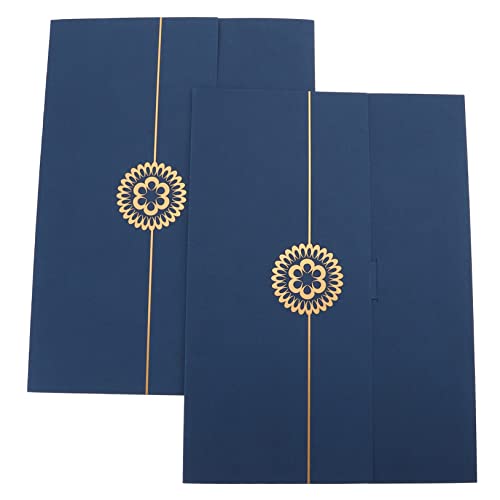 HOMSFOU 2 Stück Ehren urkunde dokumentenmappe mappen ordner ordnee cartape Zertifikate Unterlagen briefumschläge Dokumentenhüllen aus Papier Urkundenumschlag aus Papier Papierstau Blue von HOMSFOU