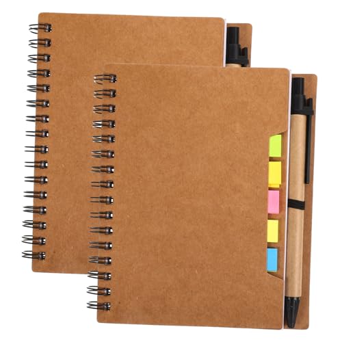 HOMSFOU 2 Stück Haftnotizblock mit Spiralbindung Notizbuch für Studenten Leichtes Notizbuch für Konferenzen Kraftpapier Notizblock für Tägliche Planung und Notizen von HOMSFOU