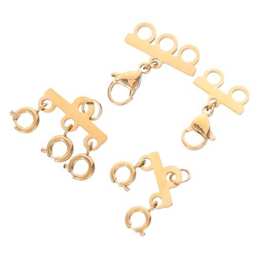 HOMSFOU 2 Stück Halsketten Verbinder Goldfarbig Verschluss für Mehrsträngige DIY Schmuck Layering Federbelasteter Schmuckverschluss zum Schnellen Längenanpassen und Stilvollem Schichten von HOMSFOU