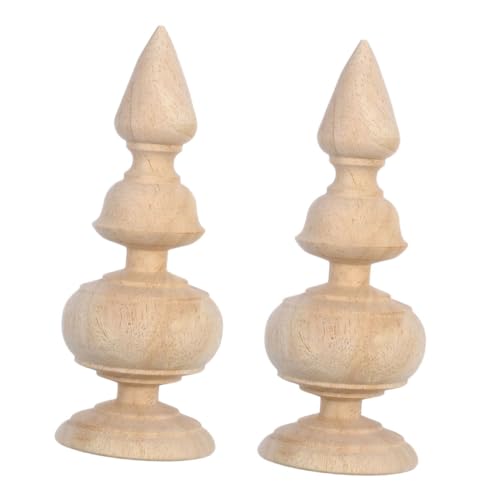 HOMSFOU 2 Stück Holz Dekorative Holzpfosten Kappen Finials aus für Treppengeländer Bettpfosten Vielseitige DIY Deko Robust Langlebig von HOMSFOU