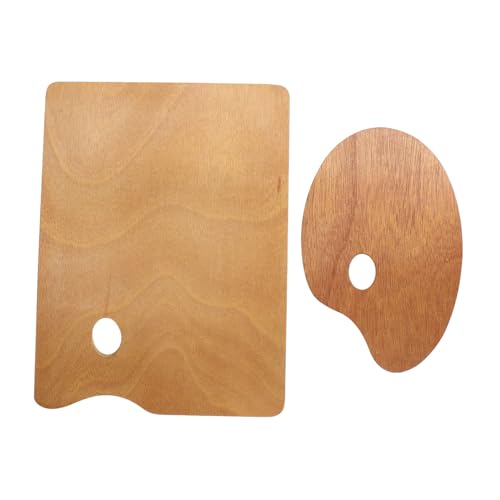 HOMSFOU 2 Stück Holzpalette Oval und Malpalette mit Daumenloch Stabiles Leichtes Holz Farbmischpalette für Öl Acryl Aquarellfarben Künstler Zubehör von HOMSFOU