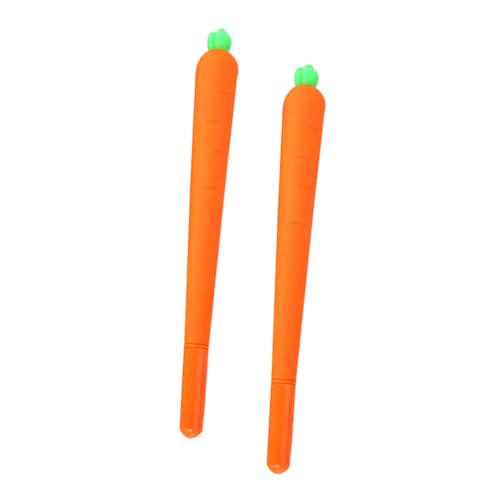 HOMSFOU 2 Stück Karotten Gel Roller Kugelschreiber Niedlicher Silikon Stift mit Feiner Spitze Schnell Schreibend Komfortabler Griff Nachfüllbar für Schüler Büro und Zeichnungen von HOMSFOU