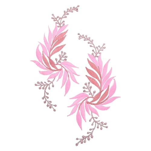 HOMSFOU 2 Stück Kleidungspatches stickerpappier stickrahmen embroidery decor Patches nähen Stickerei Patches in Form von Kleidungsstücken Blattdesign-Kleidungsapplikation Stickgarn Rosa von HOMSFOU
