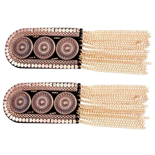 HOMSFOU 2 Stück Metall -Trankwuder Vintage-Accessoires Quastendekorationen Elektros Schulterklappen Quaste Zubehör Fransen Epaulette Schulterklappen-Abzeichen Legierung Golden von HOMSFOU