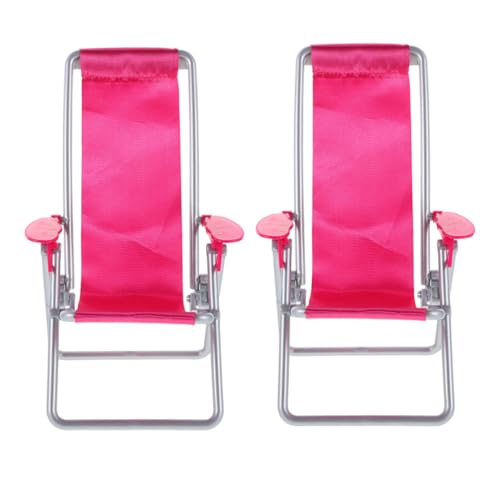 HOMSFOU 2 Stück Miniatur Strandstuhl Klappbar Leicht Robust aus Kunststoff und Realistisches Puppenhaus DIY Bastelzubehör Cake Topper und Meeresdeko Kompakt Vielseitig von HOMSFOU