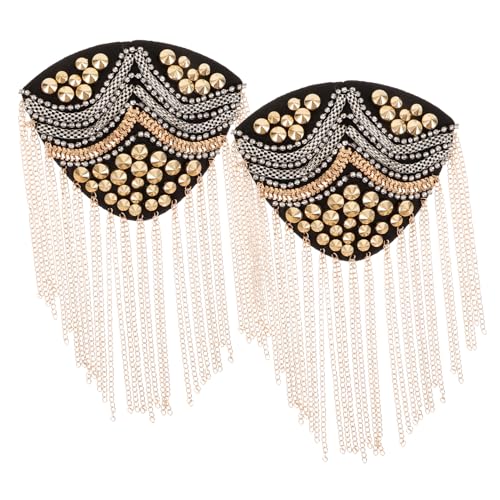 HOMSFOU 2 Stück Nietenkette Schulterstempel Epaulet Quaste Patch Fransen Quasten Dekoration Stoffkette Metall Quaste Gliederkette Bekleidung Quaste Zubehör Schulter Accessoire von HOMSFOU