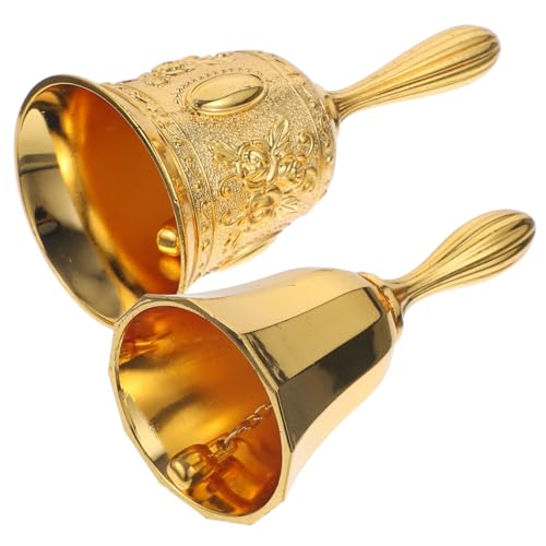 HOMSFOU 2 Stück Retro Handglocke aus Kupferlegierung Lautstarke Tischglocke für Restaurant Bar und Hochzeit Multifunktionale Dekoration mit Feiner Verarbeitung Glänzendes Gold und Roségold HOMSFOU 2 Stück Retro Handglocke aus Kupferlegierung Lautstarke Tischglocke für Restaurant Bar und Hochzeit Multifunktionale Dekoration mit Feiner Verarbeitung Glänzendes Gold und Roségold von HOMSFOU