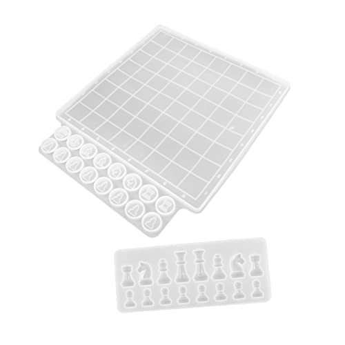 HOMSFOU 2 Stück Schachbrett Silikonform Set Teiliges Gießform Set für DIY Schachfiguren und Brett Langlebig Flexibel und Einfach zu Reinigen für Kreative Handarbeiten von HOMSFOU