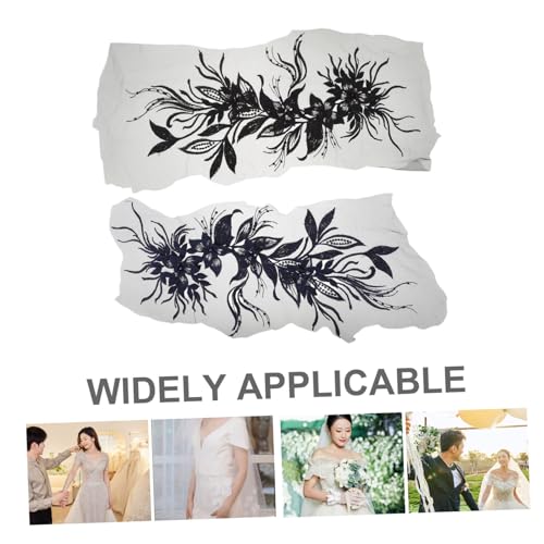 HOMSFOU 2 Stück Spitzenabziehbilder Brautapplikation Blumengestickte Spitzenapplikation Hochzeitsapplikationen Spitzenstickerei-Applikationen Stickerei Applikation Gittergewebe von HOMSFOU