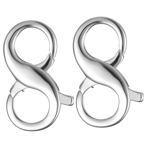 HOMSFOU 2 Stück Sterlingsilber Doppel Hummerverschluss Schmuckverschluss für Halsketten Armbänder DIY Reparatur Eleganter Karabinerverschluss in Weißgoldbeschichtung von HOMSFOU