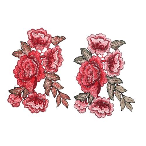 HOMSFOU 2 Stück Teiliges Rosenblüten Patches aus Polyester Bestickte Langlebige Blumenapplikationen Links und Rechts Feine Handwerkskunst Vielseitig für Kleidung Kleider Heimtextilien und von HOMSFOU
