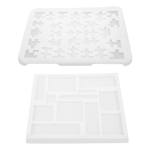 HOMSFOU 2 Stück Teiliges Silikonform Geometrische Puzzle DIY Kristall Harzform Epoxidharz Gießform Glatte Oberfläche für Individuelle Dekoration und Kreatives Basteln mit Familie und von HOMSFOU