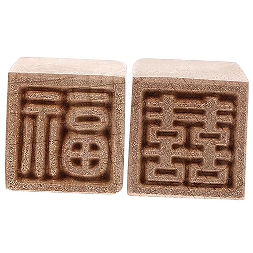 HOMSFOU 2 Stück Tonmodus Geformt Schablone Fondant Glasur Briefmarken Mondkuchen Amboser Dekoration Holzstempel Stempel Zum Basteln Kuchenformen Zum Backen Musterstempel Buche von HOMSFOU