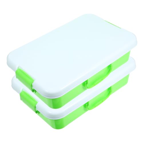 HOMSFOU 2 Stück Tragbare Sandkiste Sandboxen Fall Sandkästen für Sandkasten mit Deckel Spieltablett Spielzimmer- -Organizer tragbarer Sandkasten Abs Green von HOMSFOU