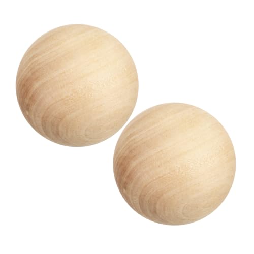 HOMSFOU 2 Stück Unlackierte Holz-kugeln Aus Massivholz Für DIY Bastelprojekte Unbemalte Natürliche Holzkugeln Zum Bemalen Schnitzen Kreative Handwerkszubehör von HOMSFOU