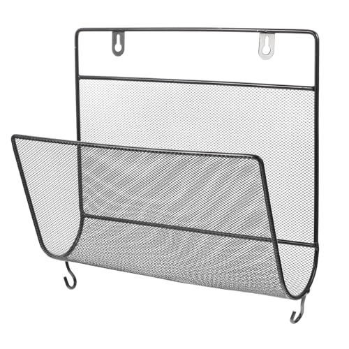 HOMSFOU 2 Stück Wandregal aus Stabilem Wandaufbewahrung für Bücher Magazine und Kleinteile Schwarzes Minimalistisches Design Platzsparendes Wand Organizer für Wohnzimmer und Büro von HOMSFOU
