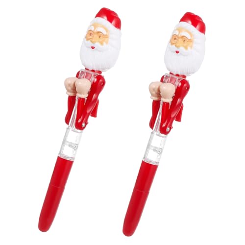 HOMSFOU 2 Stück Weihnachts Kugelschreiber Kreative Santa Claus Entstressungsstifte für Bastelarbeiten Zufällige Farben für Studenten Zufällige Farbe Zufällige Farbe von HOMSFOU