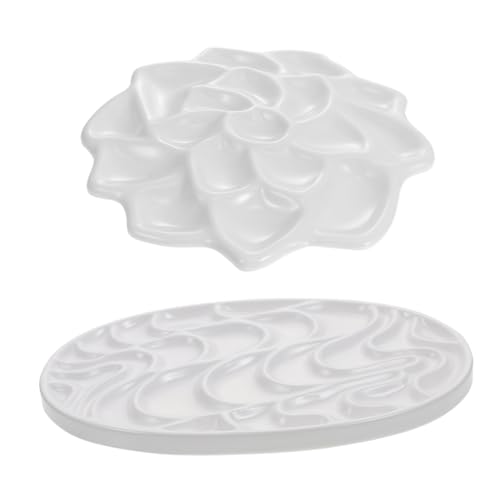 HOMSFOU 2 Stück Wellenpalette Aquarell Mischpalette Keramikähnlichem Material für Farbmischtabletts Pigmentmischung und Malerei für Künstler und Hobbyisten von HOMSFOU