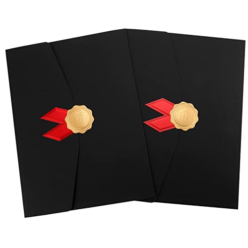 HOMSFOU 2 Stück Zertifikatshülle Zertifikatsinhaber farbig für Zertifikatsordner Zertifikate dokumentenmappe mappen cartape briefumschläge Urkundenumschlag Preisträger Papierstau Black von HOMSFOU