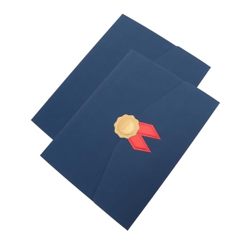HOMSFOU 2 Stück Zertifikatshülle elegant groß Abdeckung erste Zertifikatsordner dokumentenmappe mappen cartape ordnee briefumschläge Award-Cover Dokumentenhüllen aus Papier Papierstau Blue von HOMSFOU