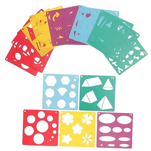 HOMSFOU 20 Blatt Geometrische Malvorlagen Wiederverwendbare Diy Schablonen für Kunstprojekte für Scrapbooking Notizen und Persönliche Bastelarbeiten Geruchslosem Pet Material von HOMSFOU