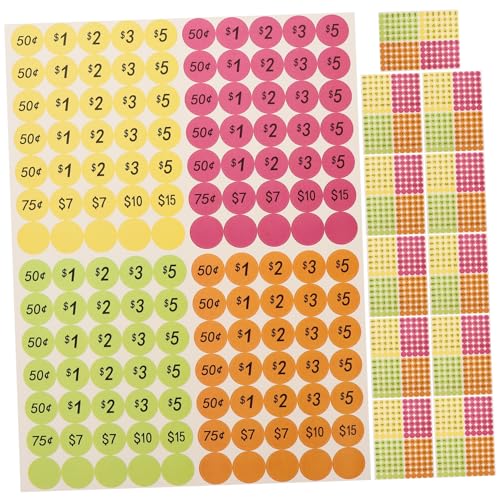 HOMSFOU 20 Blatt Preisaufkleber Bunte Preisschilder für Flohmärkte Garagenverkäufe Selbstklebend für Kleine Unternehmen Auffällige Runde Preisschilder für Verschiedene Produkte von HOMSFOU