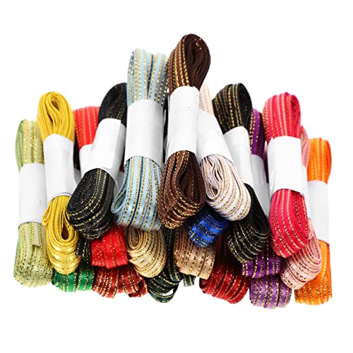 HOMSFOU 20 Rollen Geschenkband Klein Dünn Gelb Satinstreifen Für Dekorationen Chiffon Basteln Weihnachten Schwarz Fest Polyester von HOMSFOU