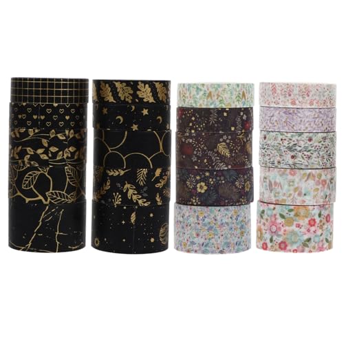 HOMSFOU 20 Rollen Heißprägeband Klebeband breit Papier Sammelalbum Journaling farbig dünn Klebeband zum Verpacken von Geschenken schwarzgoldenes Washi-Tape Wickelband Washi Tape abkleben HOMSFOU 20 Rollen Heißprägeband Klebeband breit Papier Sammelalbum Journaling farbig dünn Klebeband zum Verpacken von Geschenken schwarzgoldenes Washi-Tape Wickelband Washi Tape abkleben von HOMSFOU