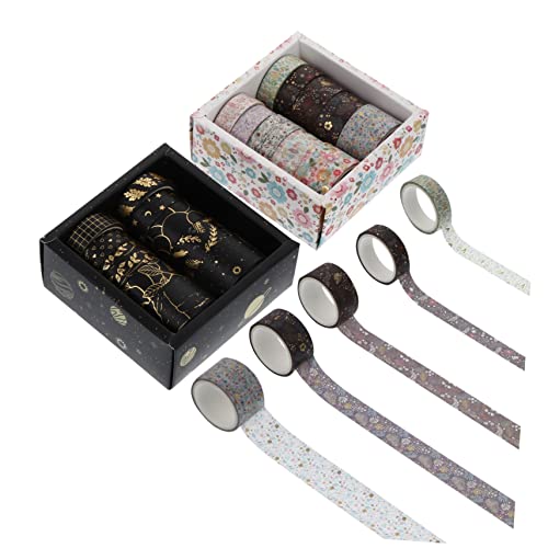 HOMSFOU 20 Rollen Washi Tape Schwarz Gold Dekoratives Diy Klebeband für Scrapbooking Geschenkverpackung und Bastelprojekte Selbstklebend Handreißbar für Bastelenthusiasten von HOMSFOU