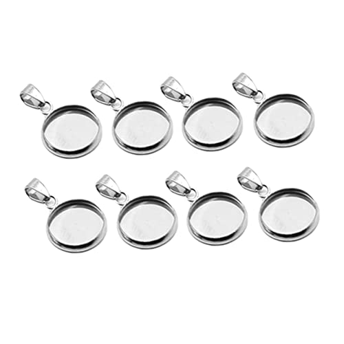 HOMSFOU 20 Stück Anhängerzubehör Aus Edelstahl Produkt Anhänger Tabletts Halskette Schlüssel Hängender Rahmen Runden Schmuck Rostfrei Kettenverschlüsse Für Lagenlook Klein Reiz Silber von HOMSFOU