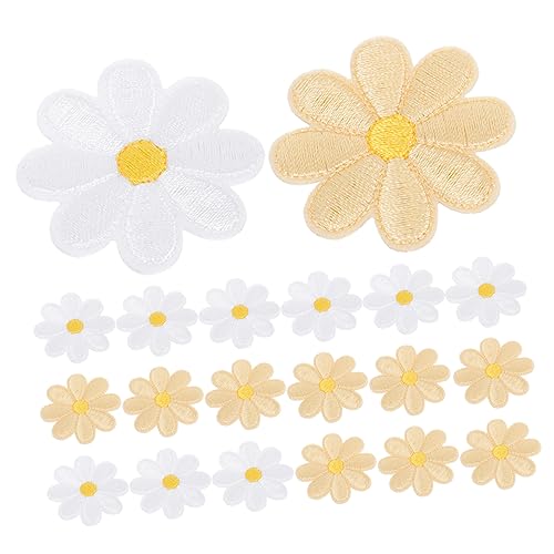 HOMSFOU 20 Stück Daisy Stickerei Patches Teiliges Aufbügelbare Blumen Applikationen für Kleidung Taschen und Hüte für DIY Dekoration Gelb und Weiß von HOMSFOU
