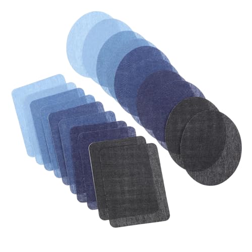 HOMSFOU 20 Stück Denim Aufnäher zum Aufbügeln und Aufnähen Ovale Rechteckige Stick-patches Selbstklebend mit Starkem Halt für Jeans Pullover Reparatur Dekoration von Kleidung Vielseitig von HOMSFOU