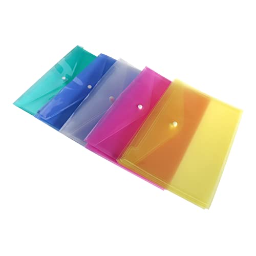 HOMSFOU 20 Stück Dokumentenmappe Transparente Ordner mit Druckknopf in Blau Grün Gelb Transparent und Rosa für Büro und Zuhause für Ordentliche Ablage von Dokumenten von HOMSFOU