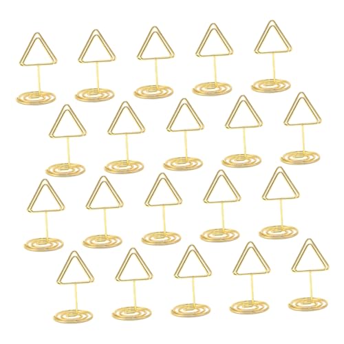 HOMSFOU 20 Stück Dreieckiger Memohalter Visitenkartenständer Inhaber der Tabellennummer Kartenhalter stehen Bilderständer Kartenhalter für Spielkarten Hochzeit Eisen Golden von HOMSFOU