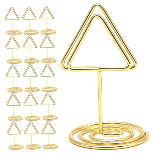 HOMSFOU 20 Stück Goldene Dreieckige Kartenhalter, Tischeinstellungen, Ständer, Draht, Bilderhalter, Foto-memo-clips, Hochzeitsempfangshalter Für Buffet-essensschilder, von HOMSFOU